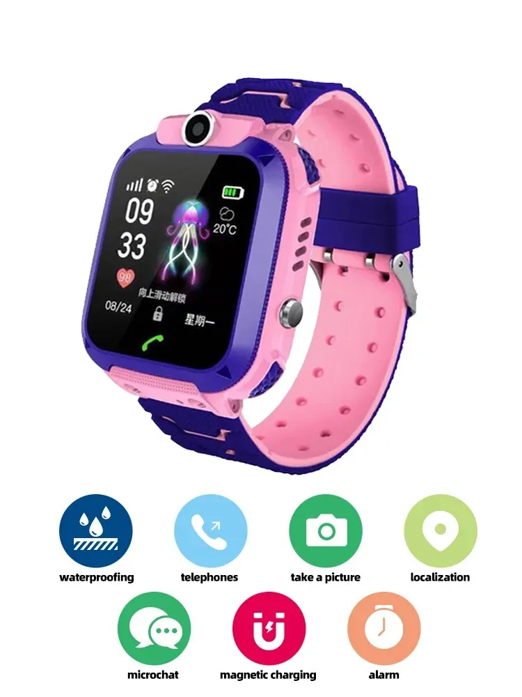 Premium Kids Smart Watch with 2G Call, Waterproof, GPS Tracker, SOS Button, LBS Location, Camera, for Boys & Girls, Compatible with iOS & Android, Gift for Children