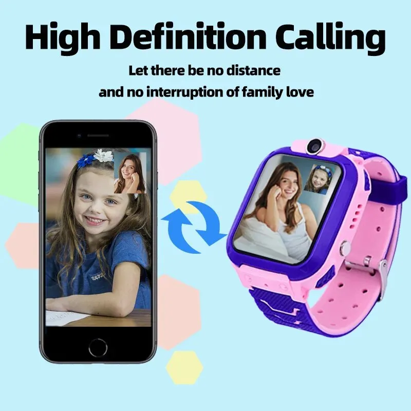 Premium Kids Smart Watch with 2G Call, Waterproof, GPS Tracker, SOS Button, LBS Location, Camera, for Boys & Girls, Compatible with iOS & Android, Gift for Children