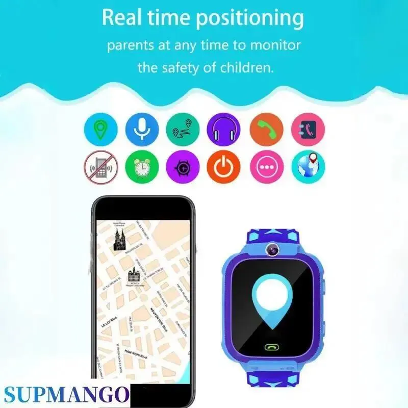 Premium Kids Smart Watch with 2G Call, Waterproof, GPS Tracker, SOS Button, LBS Location, Camera, for Boys & Girls, Compatible with iOS & Android, Gift for Children