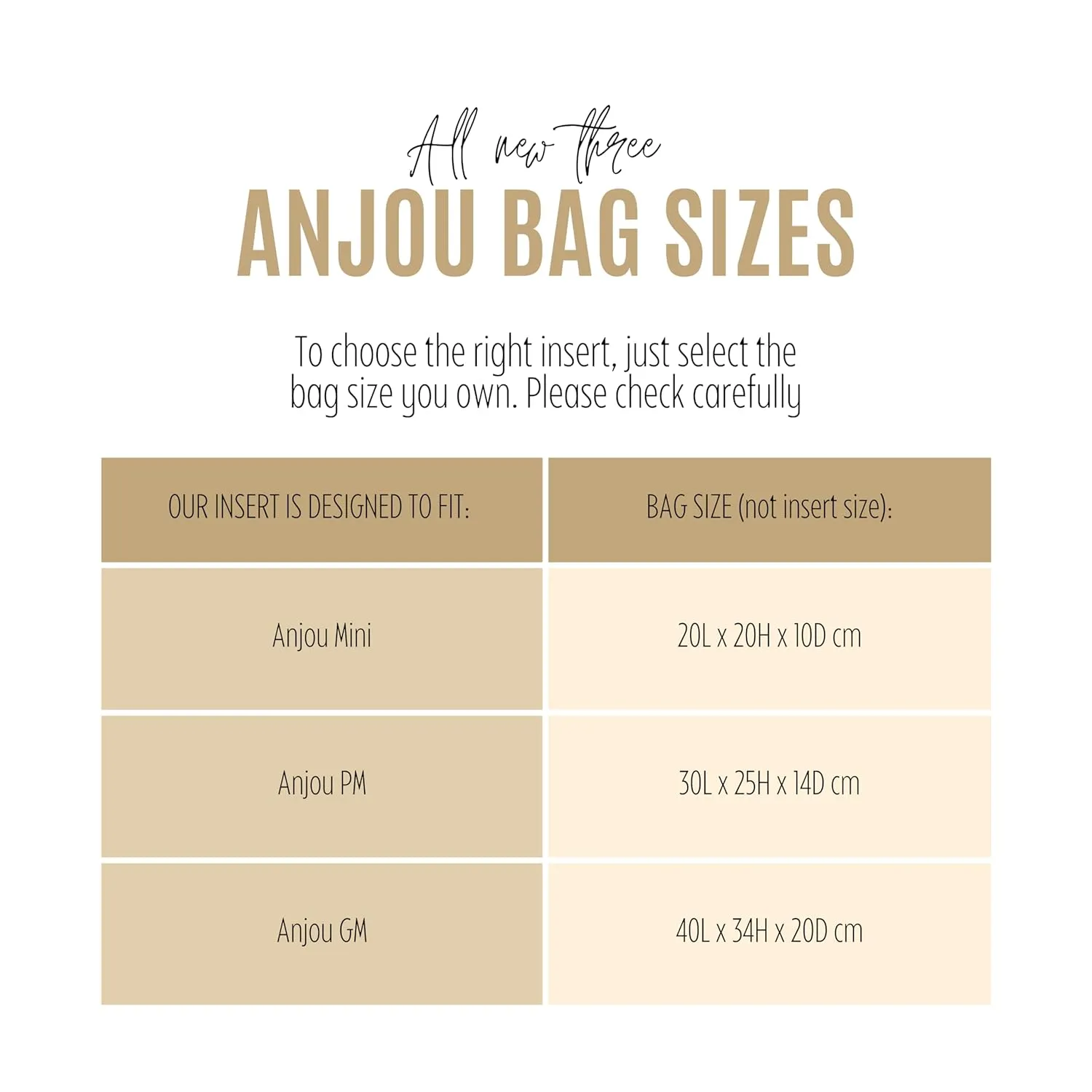Premium Purse Organizer for Mini Anjou Bag Organizer Insert, fits Anjou PM Organizer, Anjou GM Insert, Handmade 2mm Thick Oval Shaped Felt Snug Sturdy Silver Zip (For Anjou Mini, Lightcoffee)
