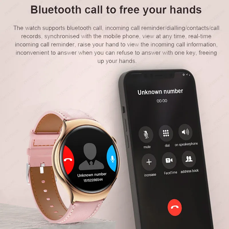 Premium Smartwatch for Women - AMOLED Display, Bluetooth Calling, NFC, GPS, IP68 Waterproof, Multiple Sports Modes, Heart Rate & Blood Pressure Monitoring
