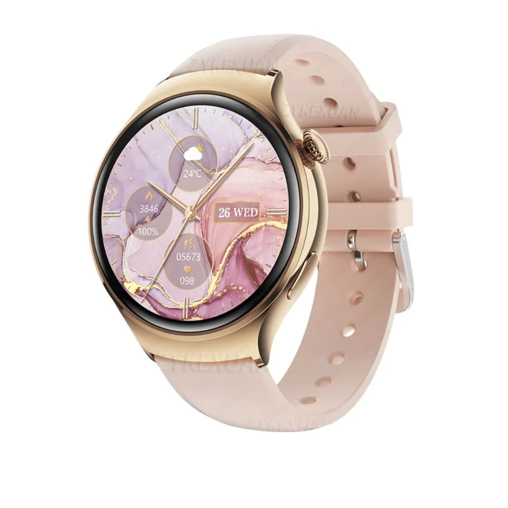 Premium Smartwatch for Women - AMOLED Display, Bluetooth Calling, NFC, GPS, IP68 Waterproof, Multiple Sports Modes, Heart Rate & Blood Pressure Monitoring