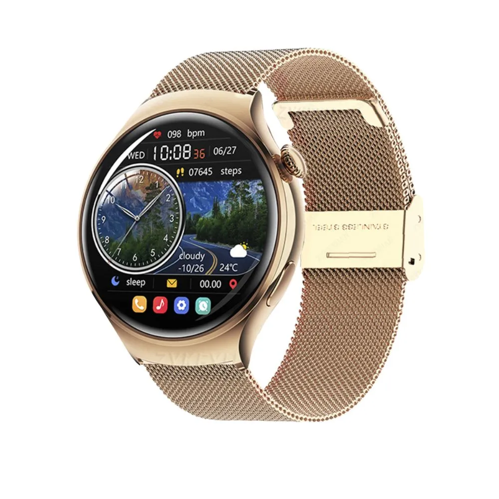 Premium Smartwatch for Women - AMOLED Display, Bluetooth Calling, NFC, GPS, IP68 Waterproof, Multiple Sports Modes, Heart Rate & Blood Pressure Monitoring