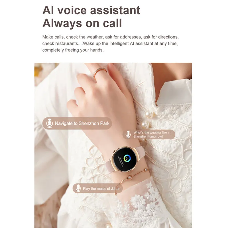 Premium Smartwatch for Women - AMOLED Display, Bluetooth Calling, NFC, GPS, IP68 Waterproof, Multiple Sports Modes, Heart Rate & Blood Pressure Monitoring