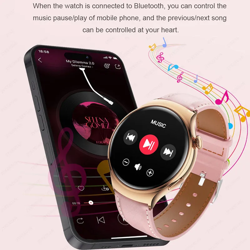 Premium Smartwatch for Women - AMOLED Display, Bluetooth Calling, NFC, GPS, IP68 Waterproof, Multiple Sports Modes, Heart Rate & Blood Pressure Monitoring