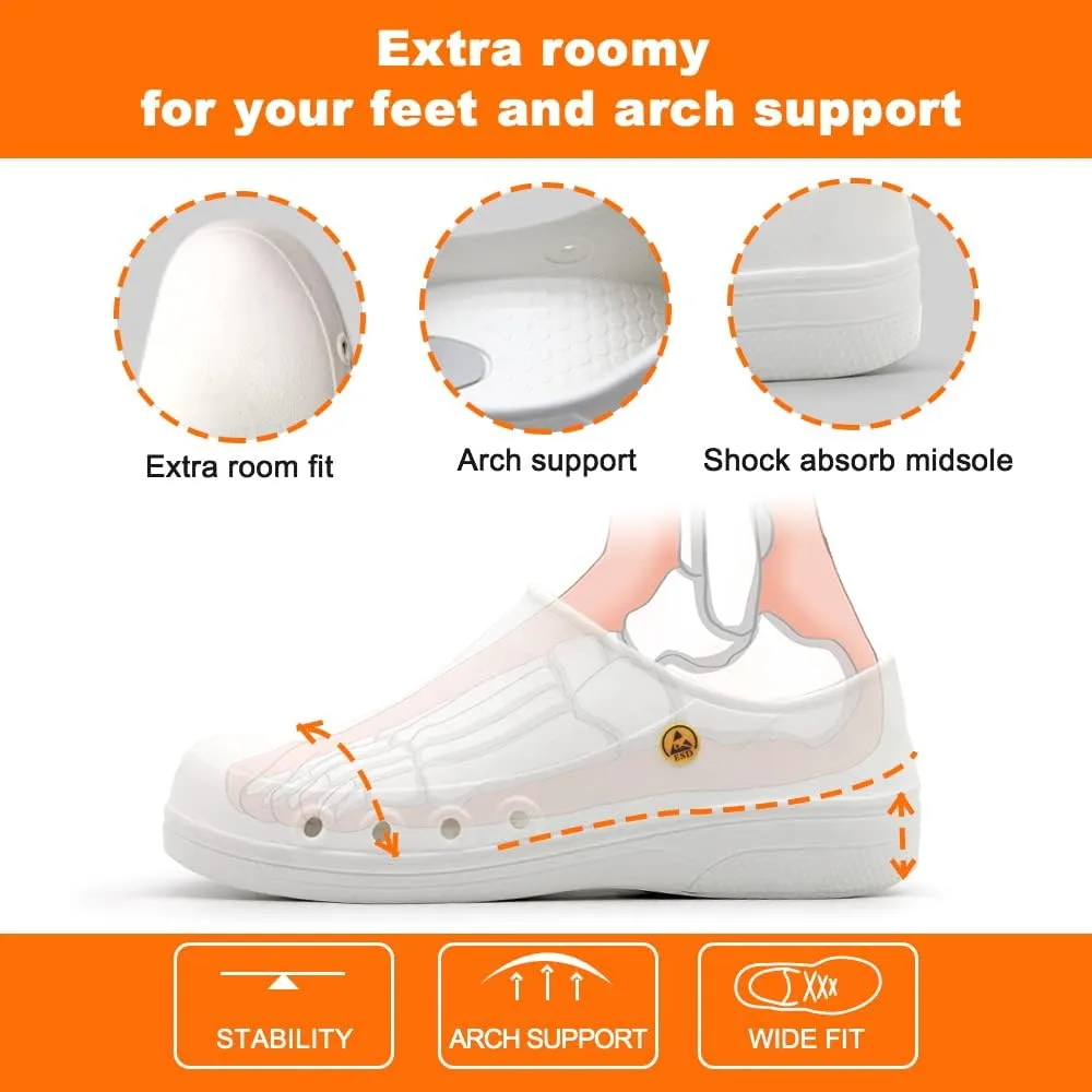 Professional Nurses Shoes for Women Men Slip Resistant Waterproof Work Shoes for Doctor Chef Food Service Nursing Slip-On