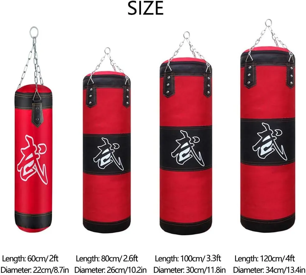 Punching Bag for Man Women Kids, Indoor/Garden Boxing Bag Unfilled Heavy Bag Set with Punching Gloves, Chain, Ceiling Hook for MMA, Kickboxing, Muay Thai, Karate, Taekwondo