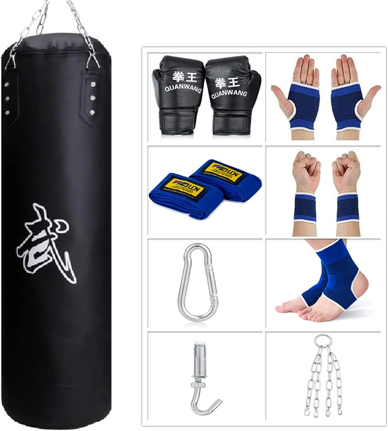 Punching Bag for Man Women Kids, Indoor/Garden Boxing Bag Unfilled Heavy Bag Set with Punching Gloves, Chain, Ceiling Hook for MMA, Kickboxing, Muay Thai, Karate, Taekwondo