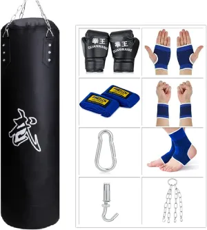 Punching Bag for Man Women Kids, Indoor/Garden Boxing Bag Unfilled Heavy Bag Set with Punching Gloves, Chain, Ceiling Hook for MMA, Kickboxing, Muay Thai, Karate, Taekwondo