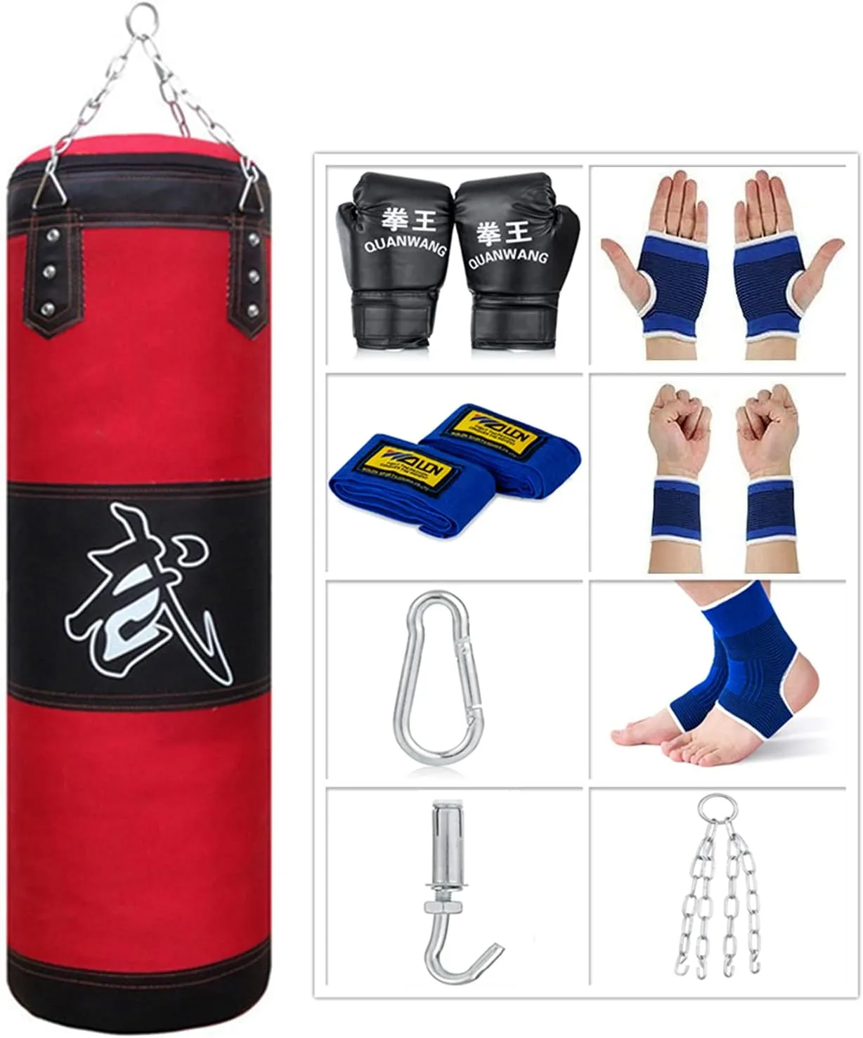 Punching Bag for Man Women Kids, Indoor/Garden Boxing Bag Unfilled Heavy Bag Set with Punching Gloves, Chain, Ceiling Hook for MMA, Kickboxing, Muay Thai, Karate, Taekwondo