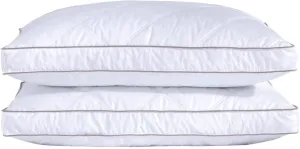 puredown® Goose Feathers and Down Pillow for Sleeping Gusseted Bed Hotel Collection Pillows, Queen, Set of 2