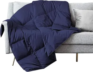 puredown® Soft Feather Down Throw Blanket Lightweight Packable Couch Throw for Indoor and Outdoor Use, 50"X70", Navy