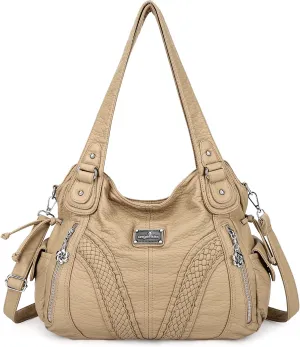 Purses and Handbags Women Fashion Tote Bag Shoulder Bags Top Handle Satchel Purses Washed Synthetic Leather Handbag