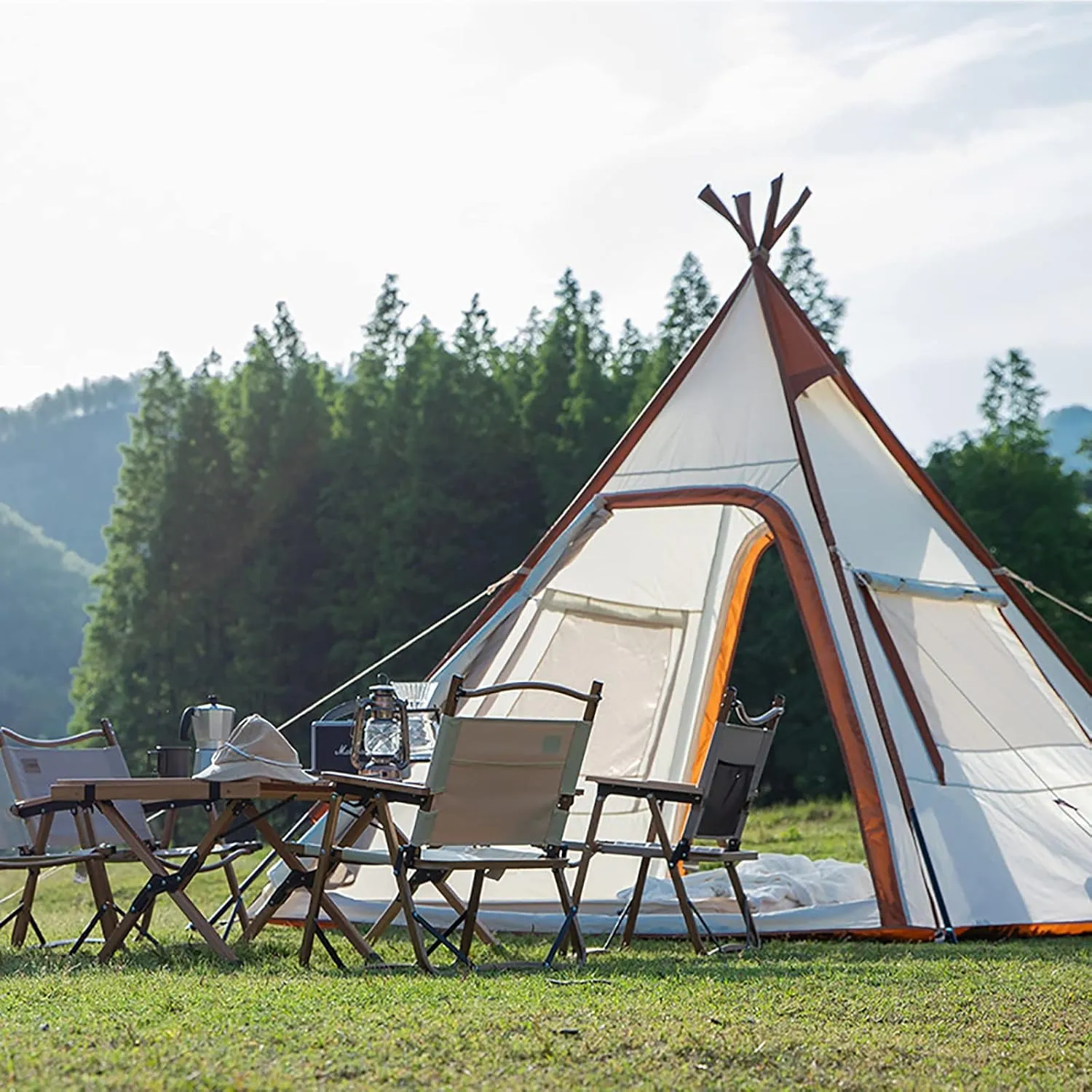 Pyramid Tent,Outdoor Camping Tent with Two Doors,Easy Set up,for 3-4 Season Backpacking,Camping,Hiking,Bushcraft,Travel,Winter Camping