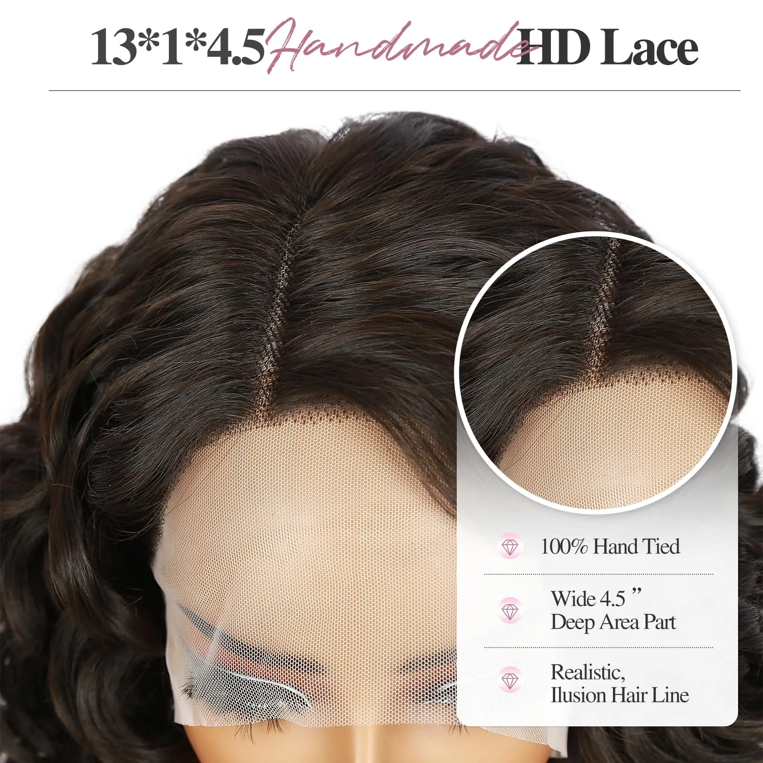 Quantum Love Short Curly Wavy Wigs Curly Bob Lace Front Wig for Women Short Body Wave Side Part Synthetic Wig (Chocolate 14inches)