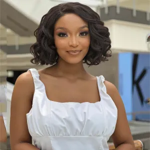 Quantum Love Short Curly Wavy Wigs Curly Bob Lace Front Wig for Women Short Body Wave Side Part Synthetic Wig (Chocolate 14inches)