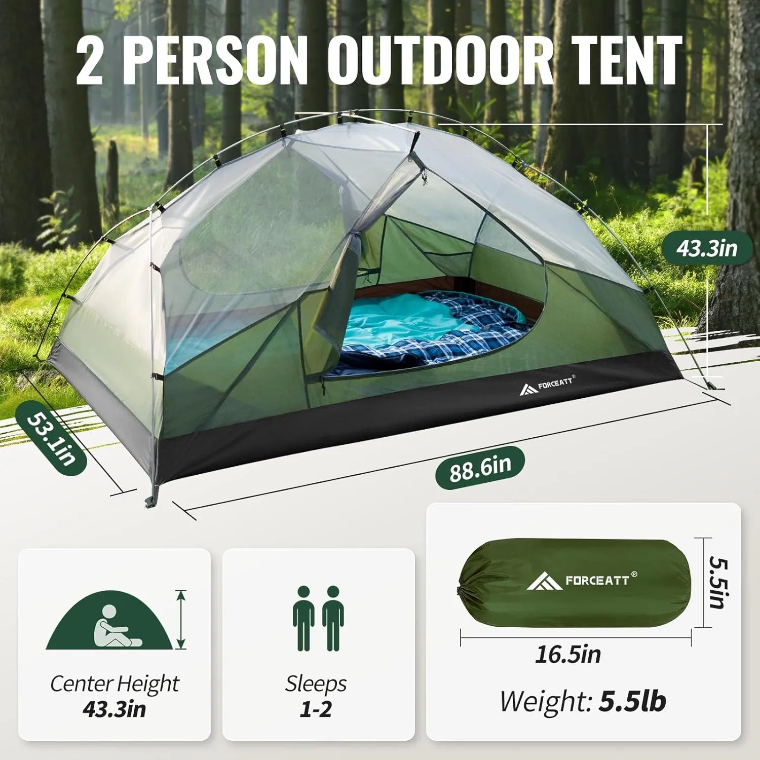 Quick Pitch 2-3 Person Hiking or Camping Tent