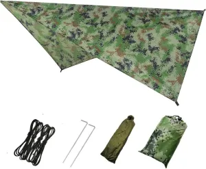 Rain Fly Tent Tarp Hammock Rain Fly Tent Tarpaulin Waterproof Canopy Awning for Camping Outdoor Travel (Color : Black, Size : 230 * 140cm) (Camouflage 230 * 140cm)