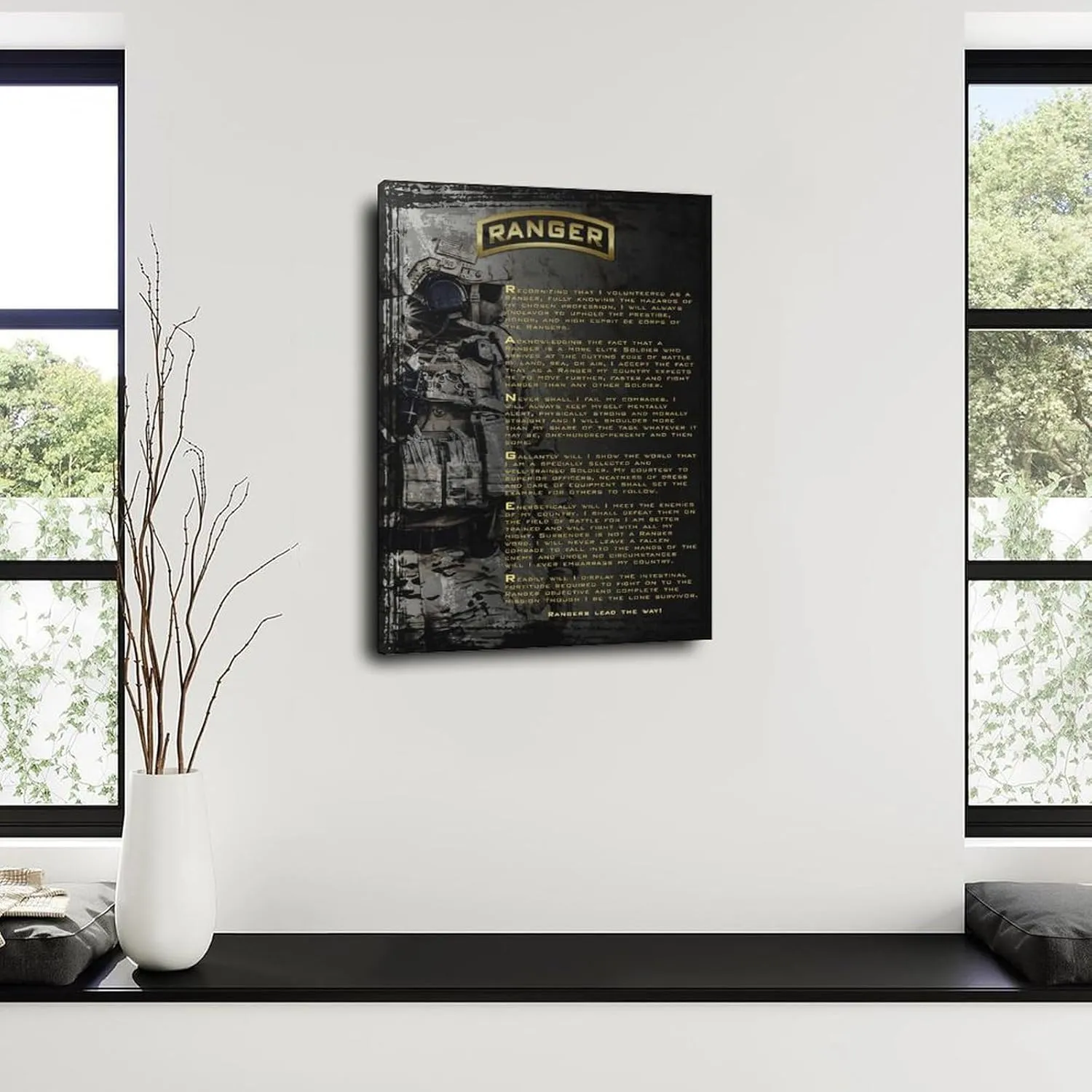 Rangers Creed US Army Motivational Poster 9 Canvas Painting Wall Art Poster for Bedroom Living Room Decor 16x24inch(40x60cm) Frame-style