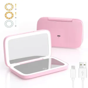 Rechargeable LED Makeup Mirror with 5X Magnification for Travel
