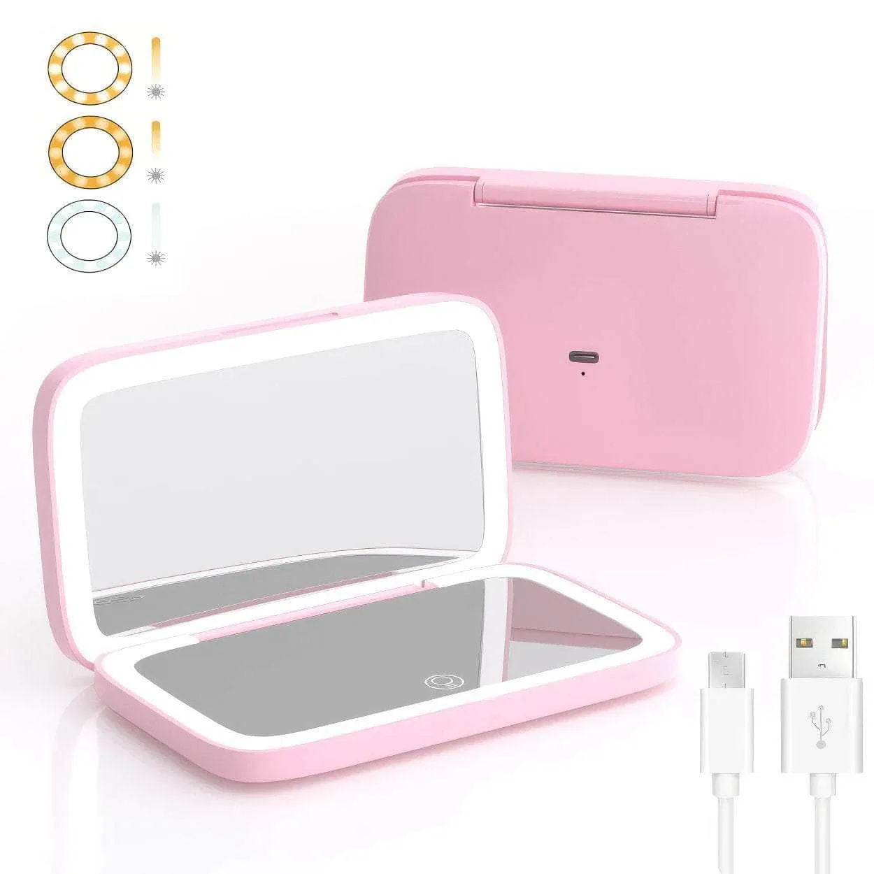 Rechargeable LED Makeup Mirror with 5X Magnification for Travel