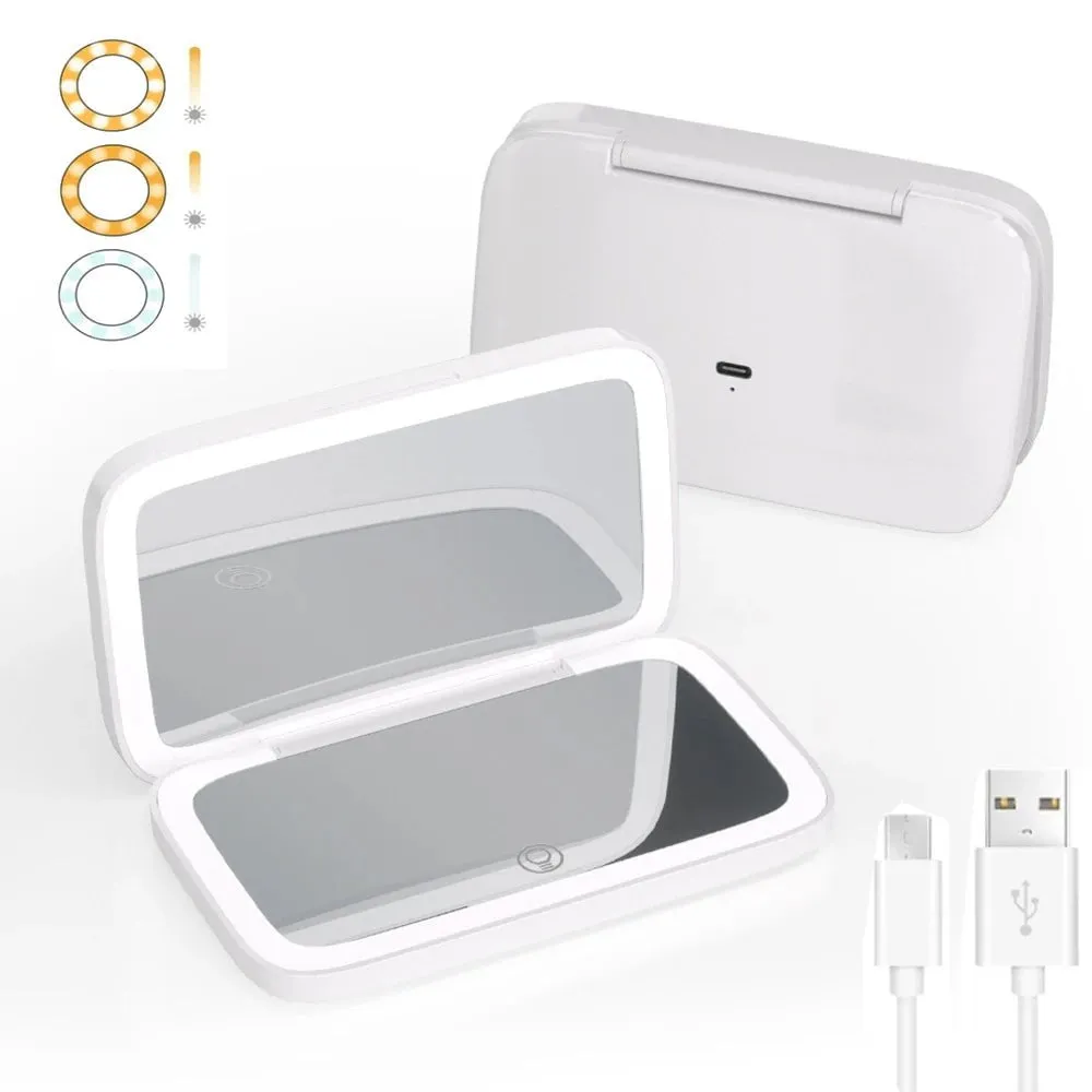 Rechargeable LED Makeup Mirror with 5X Magnification for Travel