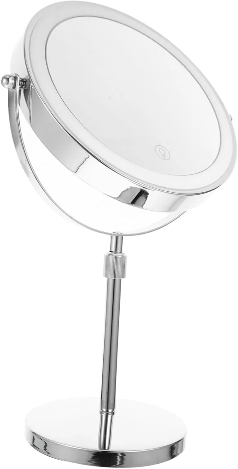 Rechargeable LED Makeup Mirror with Brightness Magnification Desktop Vanity Mirror for Skincare and Makeup Aesthetic Desk Decoration