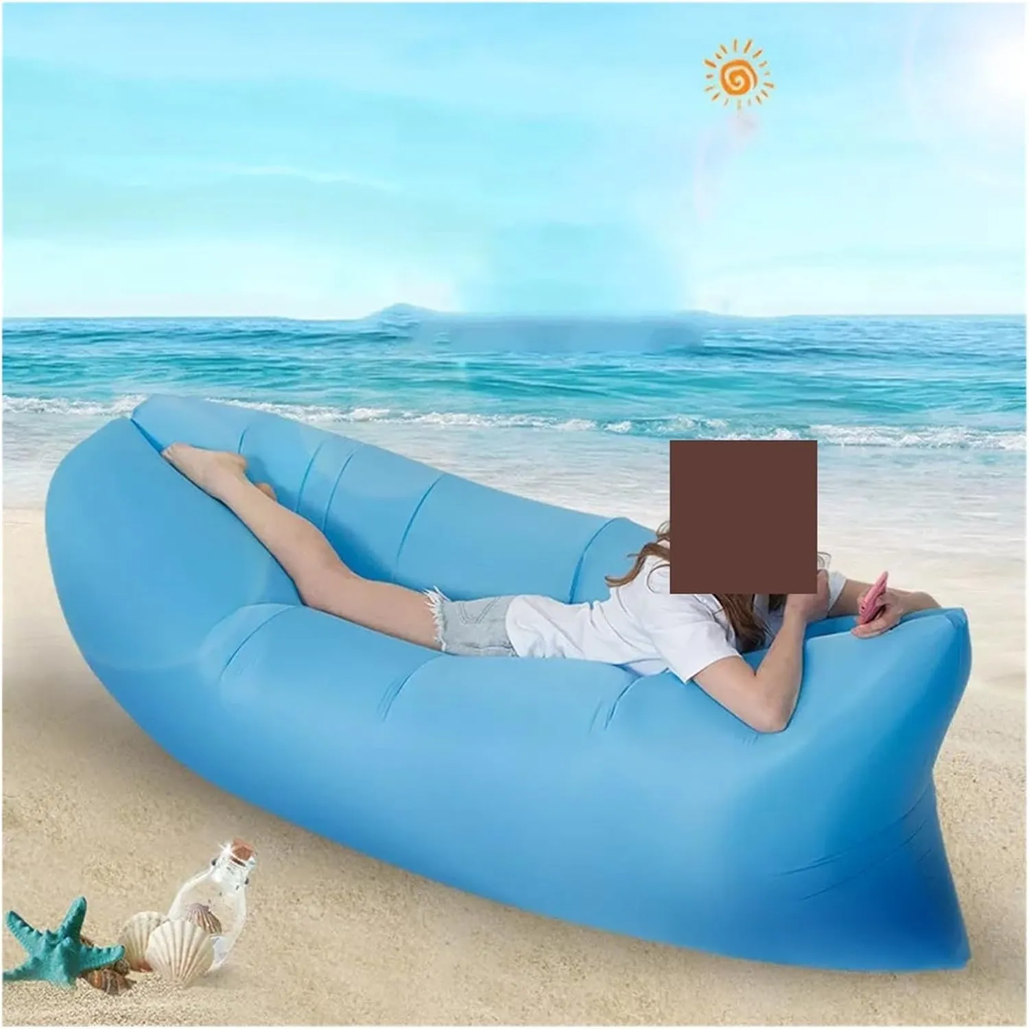 Recliner Camping Chair Beach Picnic Inflatable Sofa Lazy Ultralight Down Sleeping Bag Air Bed Inflatable Sofa Lounger Outdoor Furniture Portable (Color : Orange)