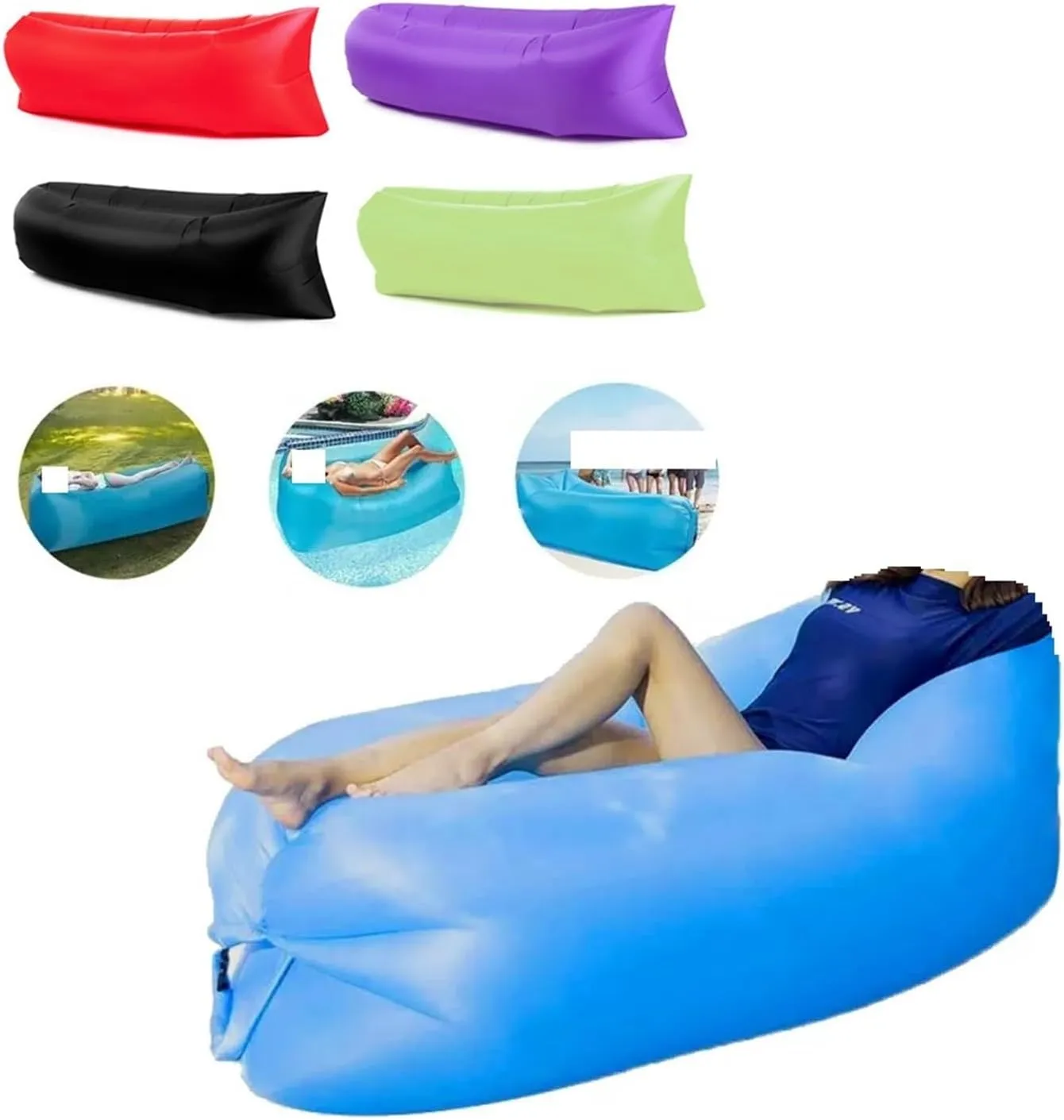 Recliner Camping Chair Beach Picnic Inflatable Sofa Lazy Ultralight Down Sleeping Bag Air Bed Inflatable Sofa Lounger Outdoor Furniture Portable (Color : Orange)