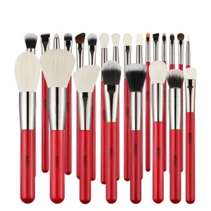 Red Eye Makeup Brushes Set Professional Natural Hair Eyeshadow Foundation Powder Blush Highlighter Brush Kit Make Up Tool