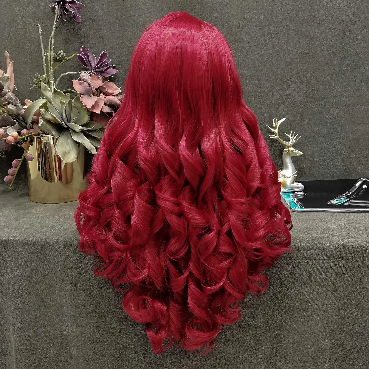 Red Lace Front Wigs Long Wavy Synthetic Wig for Women Natural Hairline Mera Cosplay Party Halloween Heat Resistant Hair 26inch