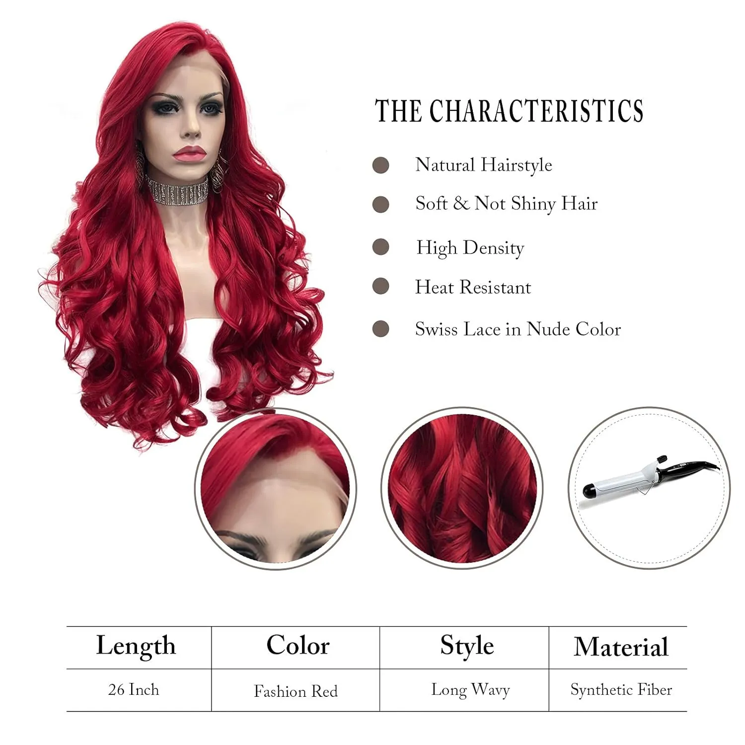 Red Lace Front Wigs Long Wavy Synthetic Wig for Women Natural Hairline Mera Cosplay Party Halloween Heat Resistant Hair 26inch