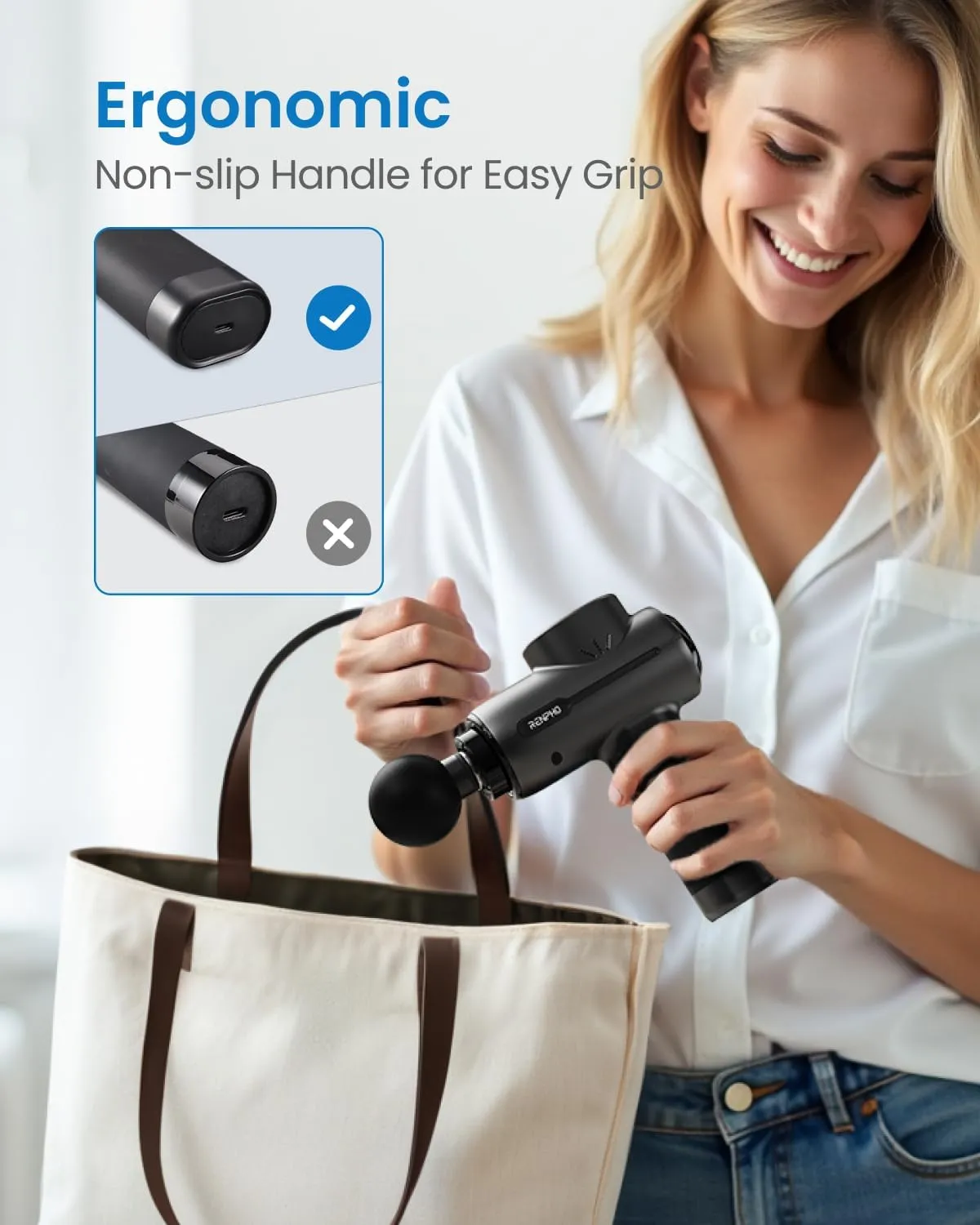 RENPHO Massage Gun Deep Tissue, FSA HSA Eligible Portable Percussion Massager for Back and Neck, Fathers Day Gifts, Gift for Men and Women, Handheld Device with Carry Case, Active