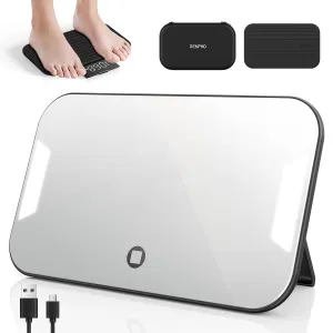 RENPHO Portable Rechargeable Scale with Travel Makeup Mirror, Slide-Out LED Display, Small Travel Scale for Body Weight, Digital High Accurate Scale for Traveling, 400lbs, Core Go, 8.98" x 5.28"