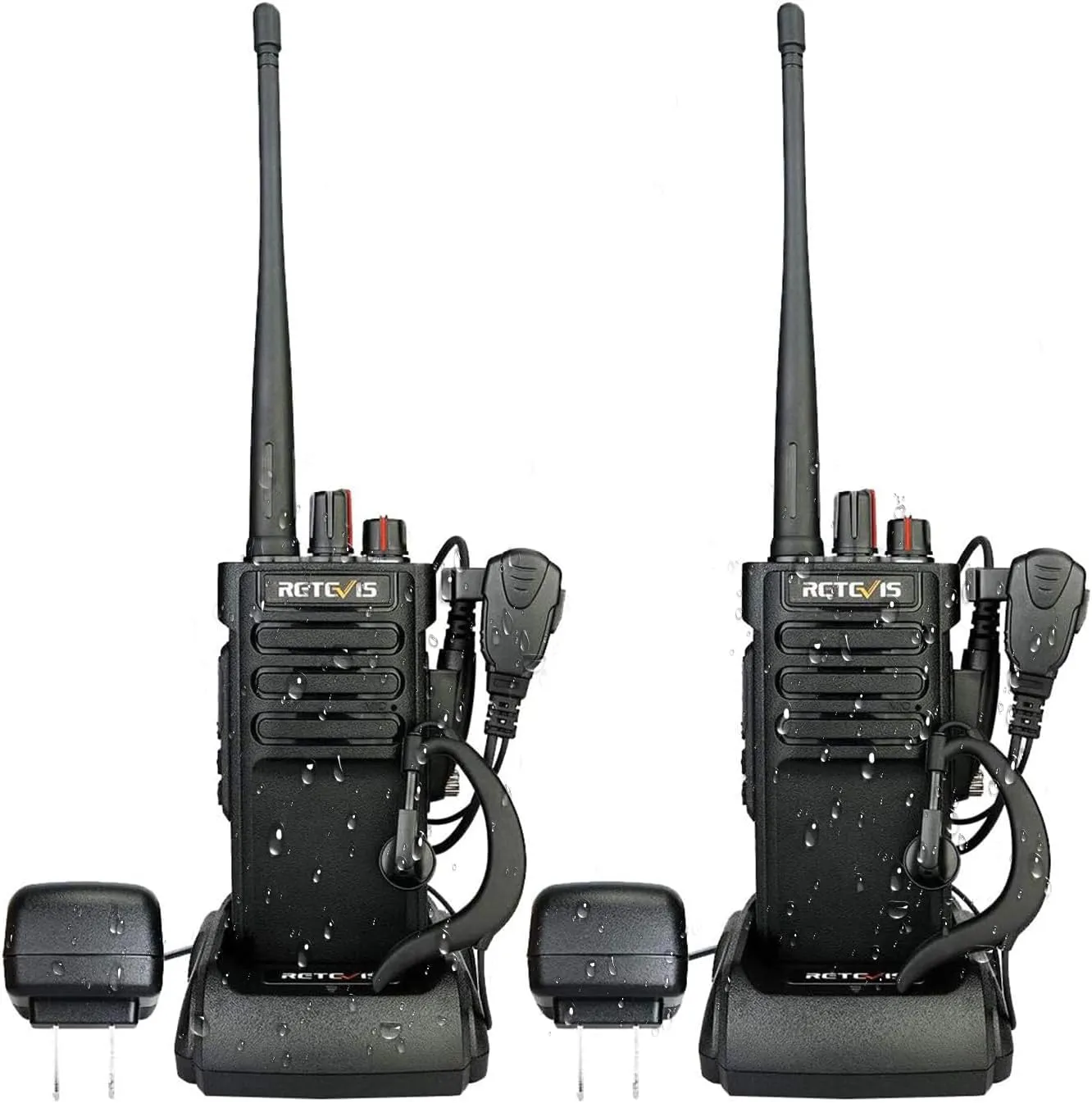 Retevis RT29 IP67 Waterproof 2 Way Radios,Heavy Duty Two Way Radios,3200mAh Rechargeable Walkie Talkie,High Power,Emergency Alarm,Earpiece,Professional/Business for Outdoor Security Survival(2Pack)