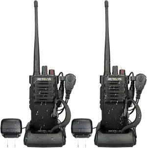 Retevis RT29 IP67 Waterproof 2 Way Radios,Heavy Duty Two Way Radios,3200mAh Rechargeable Walkie Talkie,High Power,Emergency Alarm,Earpiece,Professional/Business for Outdoor Security Survival(2Pack)