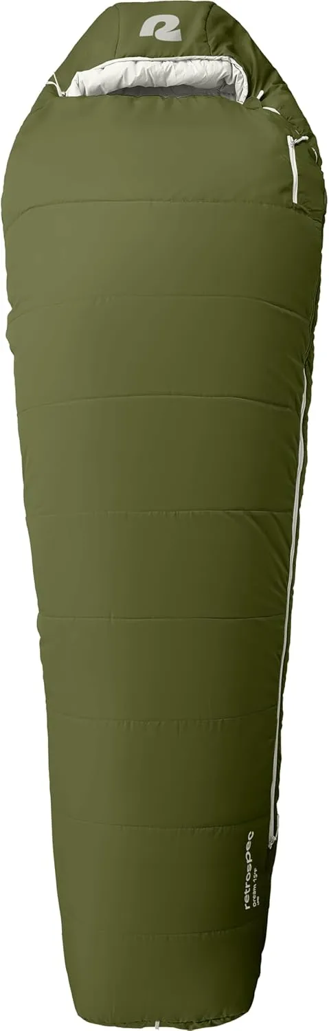 Retrospec Dream Sleeping Bag - 5, 15, 30 Mummy for Camping, Insulated Cold Weather, Lightweight Stuff Sack, Water-Resistant, Adjustable Draw Cords, Adult