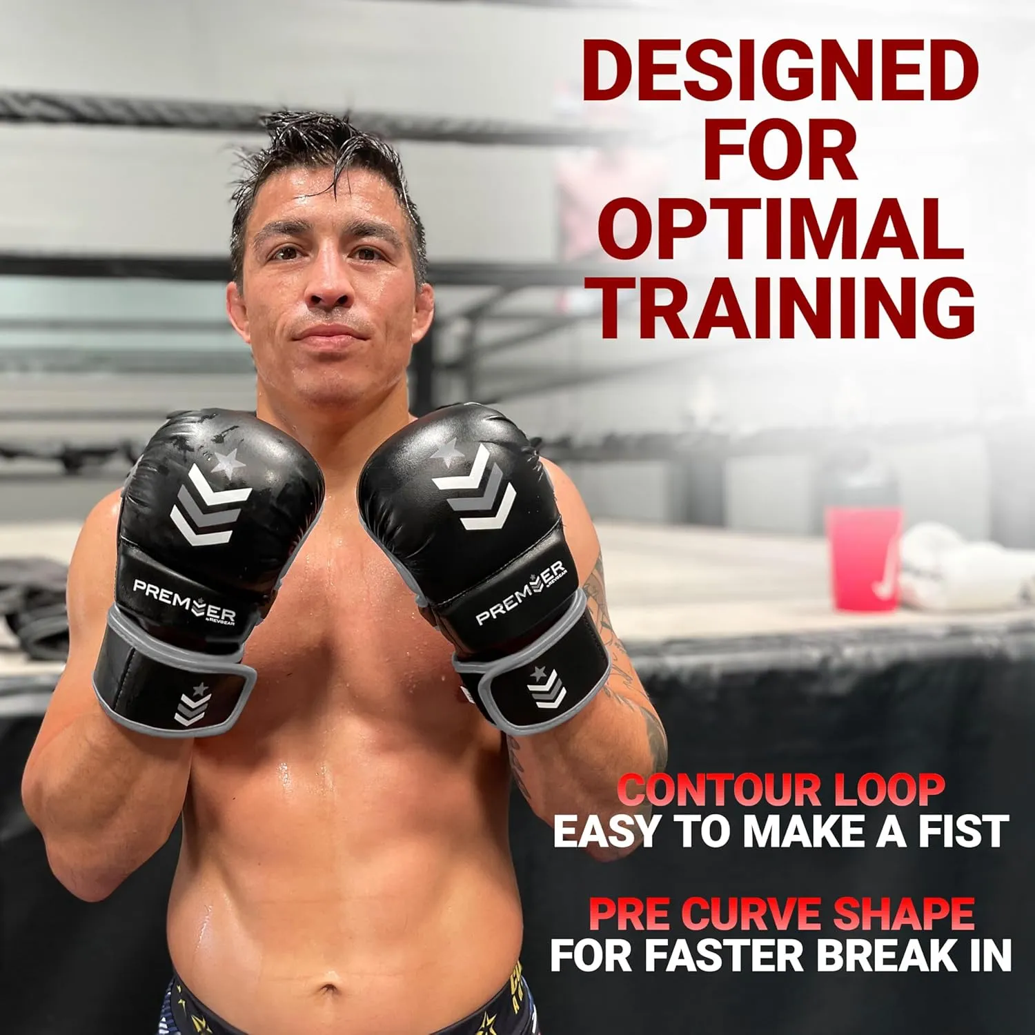 Revgear MMA Gloves Premier 7 Oz, MMA Sparring Gloves, Punching Gloves, Boxing Training Gloves, Heavy Bag Gloves for Men and Women, Strong Padding Protection and Grip