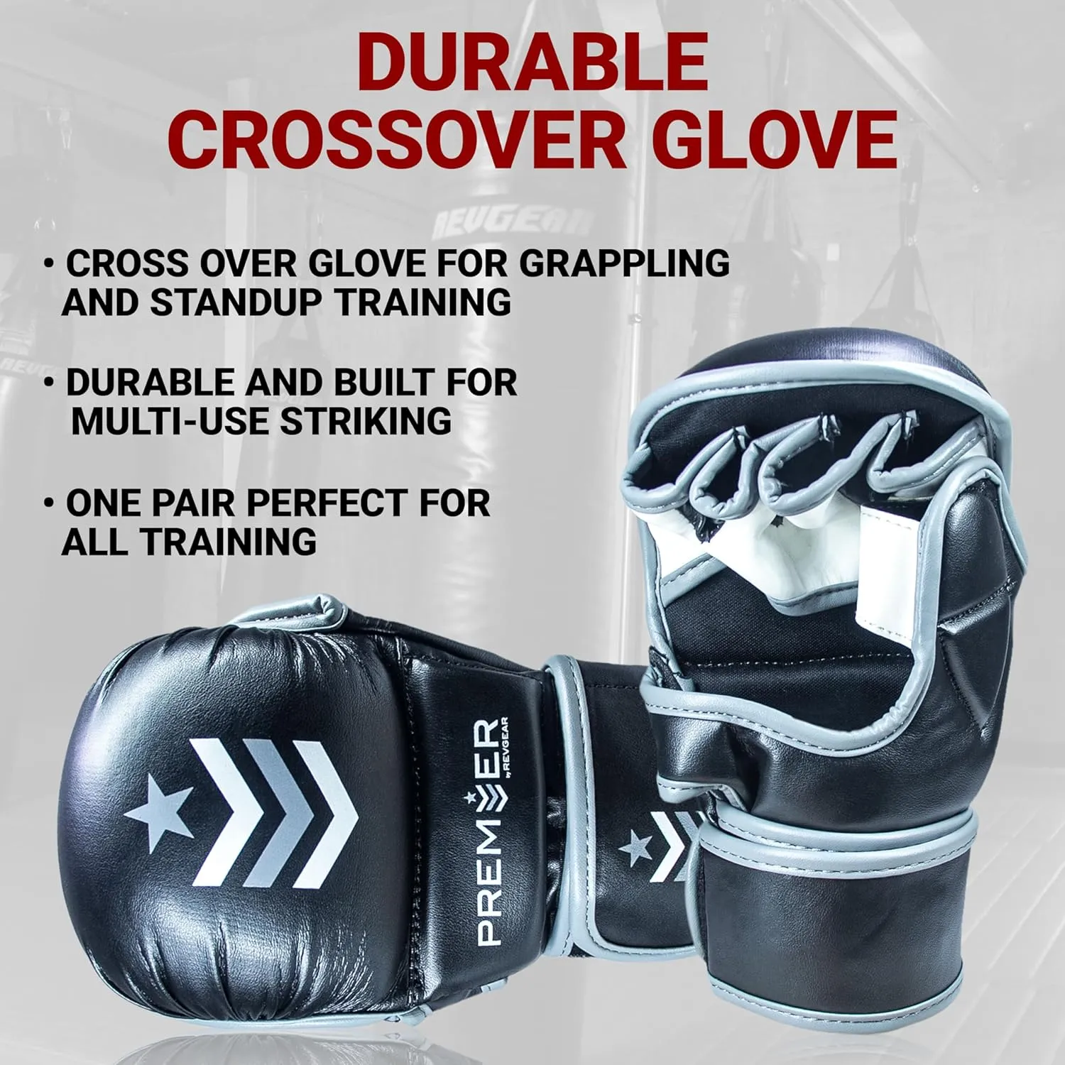 Revgear MMA Gloves Premier 7 Oz, MMA Sparring Gloves, Punching Gloves, Boxing Training Gloves, Heavy Bag Gloves for Men and Women, Strong Padding Protection and Grip