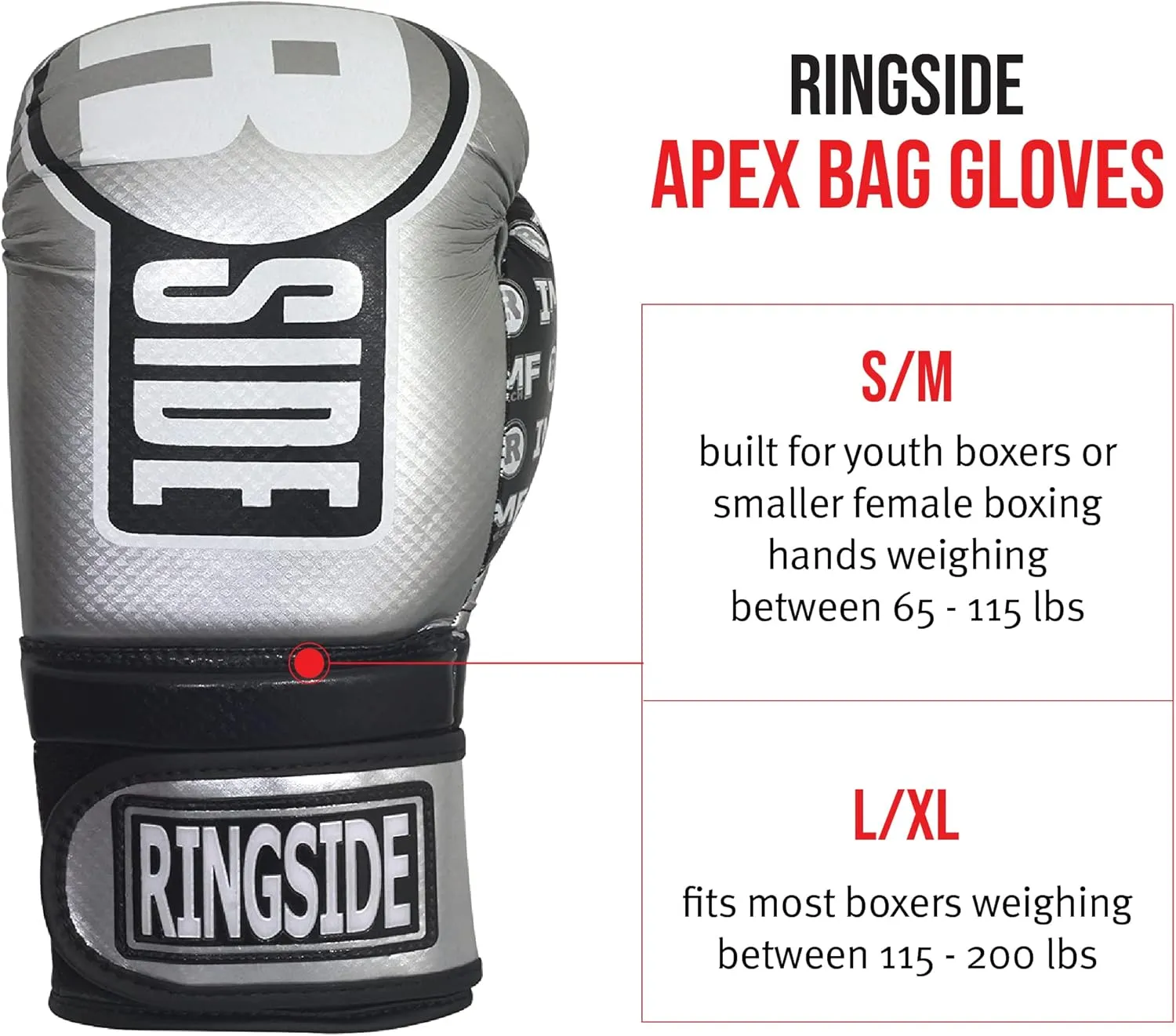 Ringside Apex Bag Gloves, IMF-Tech Boxing Gloves with Secure Wrist Support, Synthetic Boxing Gloves for Men and Women