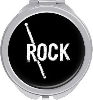 Rock Music Drumsticks Travel Makeup Mirror 2-Sided 1x 2X Magnification Portable Mini Mirror for Handbag Purse Pocket