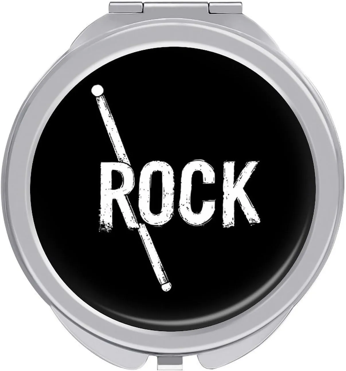 Rock Music Drumsticks Travel Makeup Mirror 2-Sided 1x 2X Magnification Portable Mini Mirror for Handbag Purse Pocket