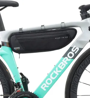 ROCKBROS Bike Frame Bag Bike Bag， 2L Waterproof Bike Top Tube Bag， Road to Sky Series Bike Bag Fits Mountain/Road Bikes