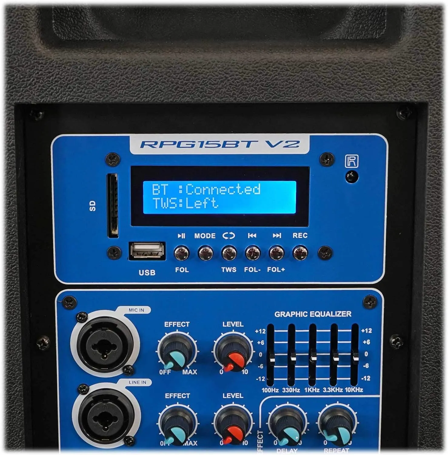 Rockville RPG15BT V2 15" Powered 1000W DJ PA Speaker w/Bluetooth   Remote   Wireless Link to Additional Speaker, Black