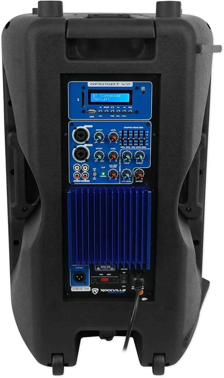 Rockville RPG15BT V2 15" Powered 1000W DJ PA Speaker w/Bluetooth   Remote   Wireless Link to Additional Speaker, Black