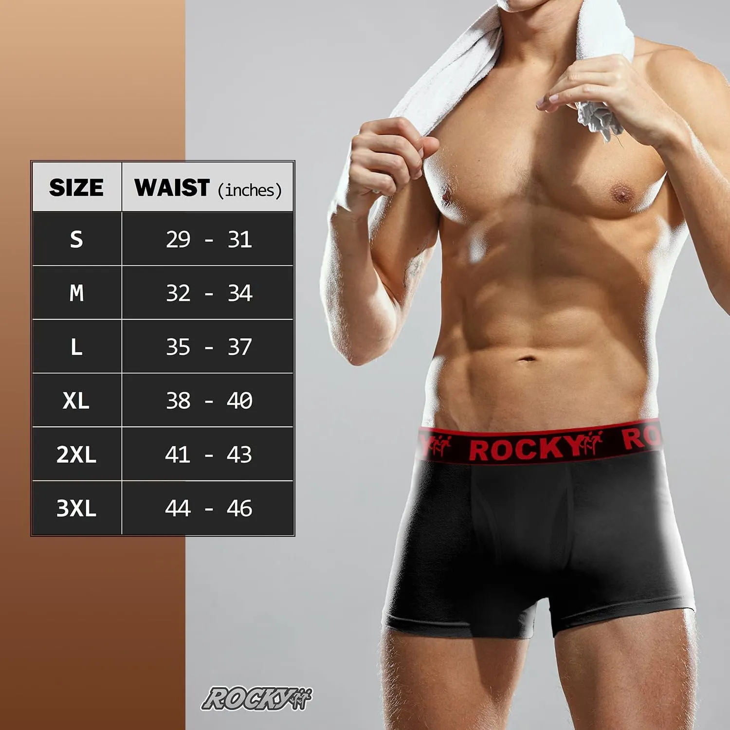 Rocky Men's Boxer Briefs 4-Way High Performance Pouch Underwear, 2-Pack Tagless