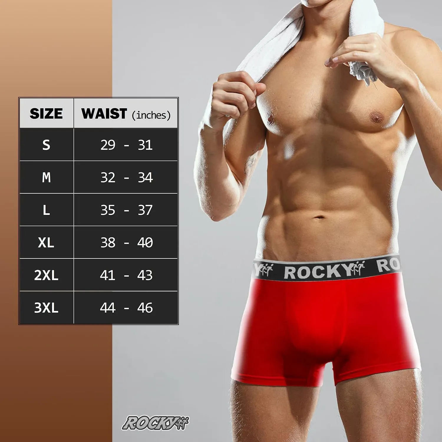 Rocky Men's Boxer Briefs 4-Way High Performance Pouch Underwear, 2-Pack Tagless