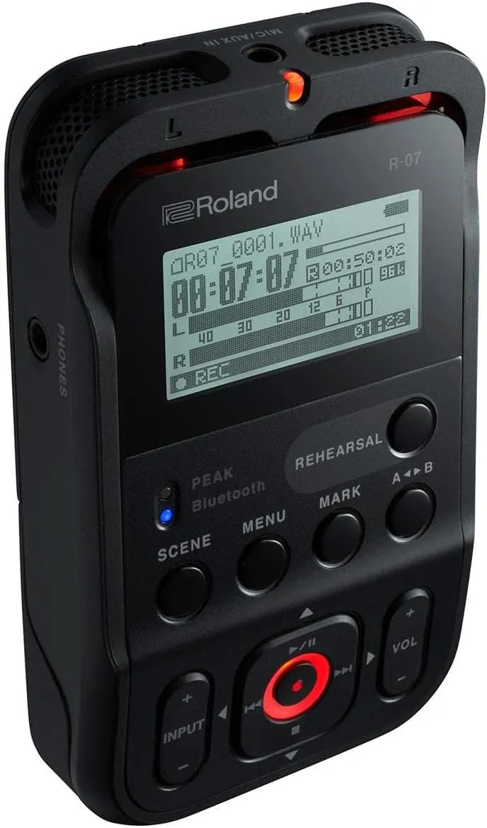 Roland R-07 High-Resolution Handheld Audio Recorder, Black