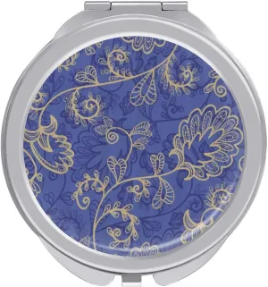 Romantic Flora Leaves Ornate Petals Travel Makeup Mirror 2-Sided 1x 2X Magnification Portable Mini Mirror for Handbag Purse Pocket