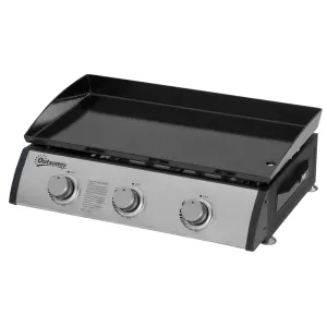 Rootz 3 Burner Gas Grill - Portable BBQ - Outdoor Cooking - Non-Stick Grill Plate - Stainless Steel - Easy Transport - 63cm x 48cm x 21cm